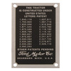 Ford 9N Data Plate