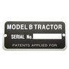 John Deere B Serial Number Tag