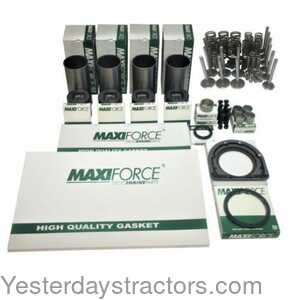 Massey Ferguson 65 Engine Rebuild Kit with Valve Train - Less Bearings - Flat Top Piston 130867